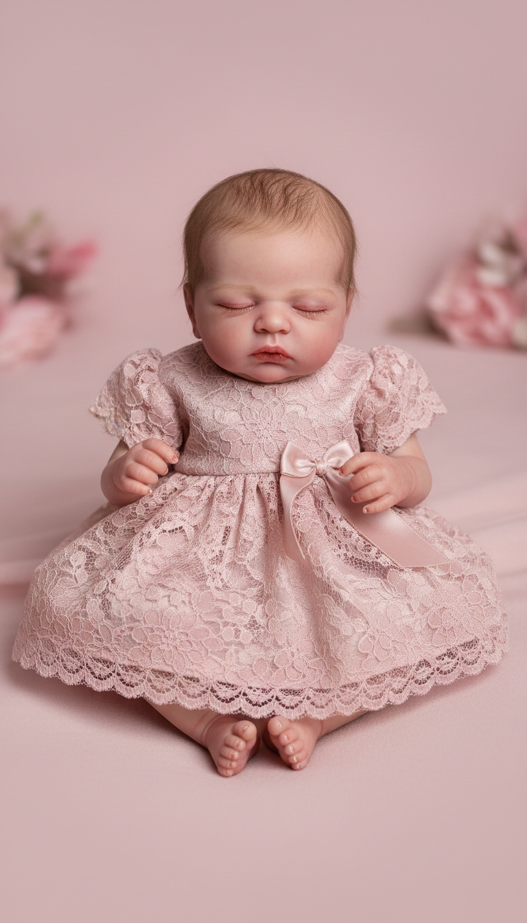 Lifelike Reborn Baby Doll in Blush Pink Dress